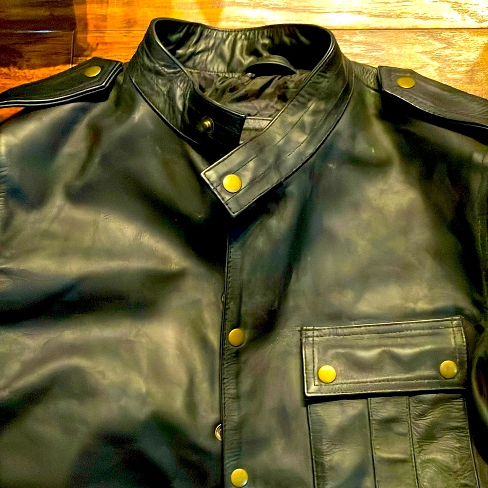 The Jacket Maker black leather men’s biker moto jacket — BRAND NEW, size XL